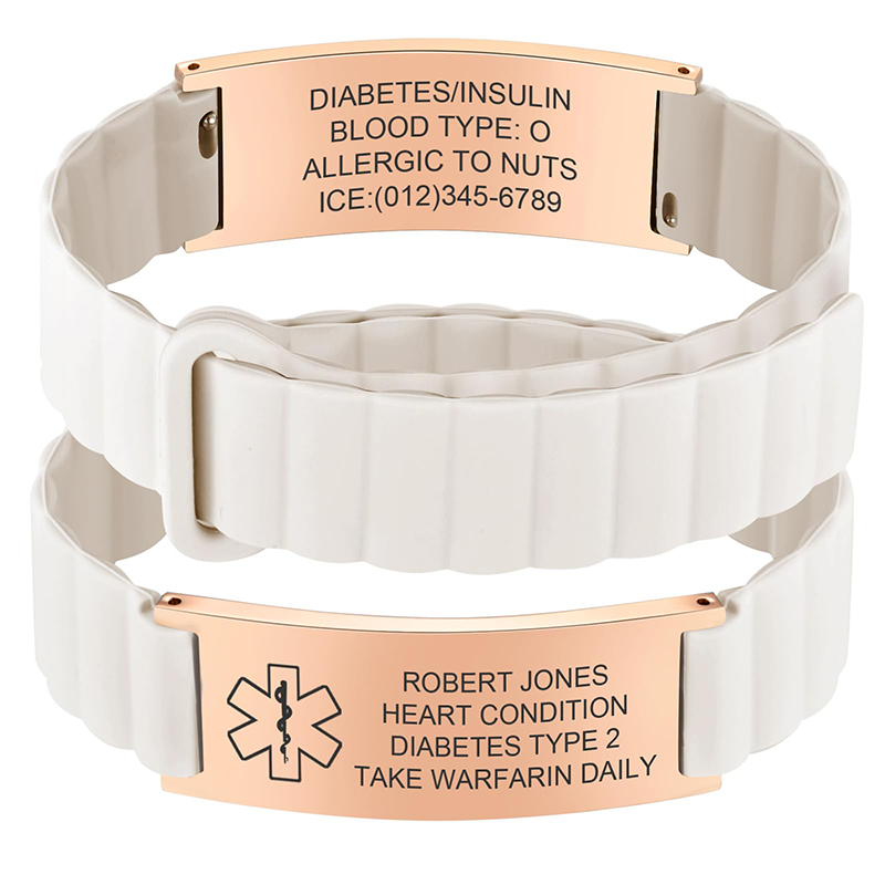 Silicone Band Women - Custom Medical ID Bracelet for Men