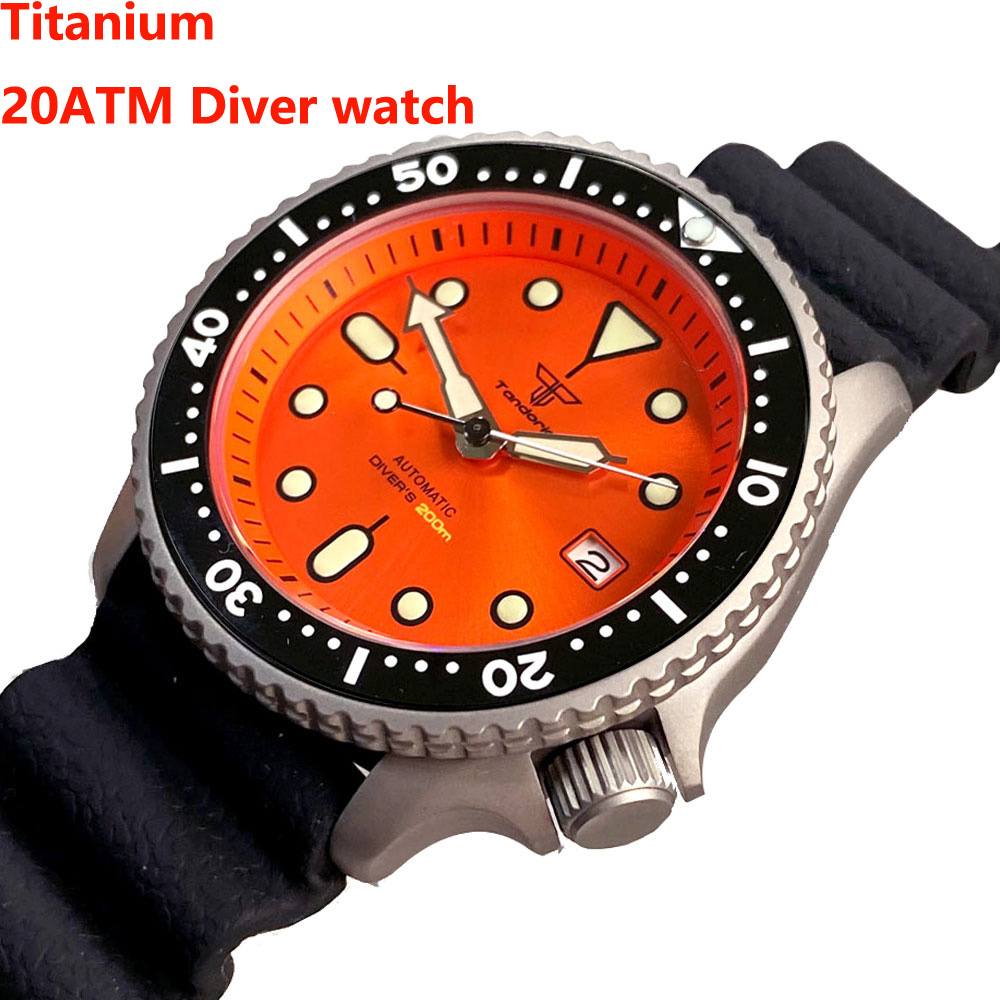 Rubber Strap Diver - Tandorio 41mm Titanium NH35 Men Watch