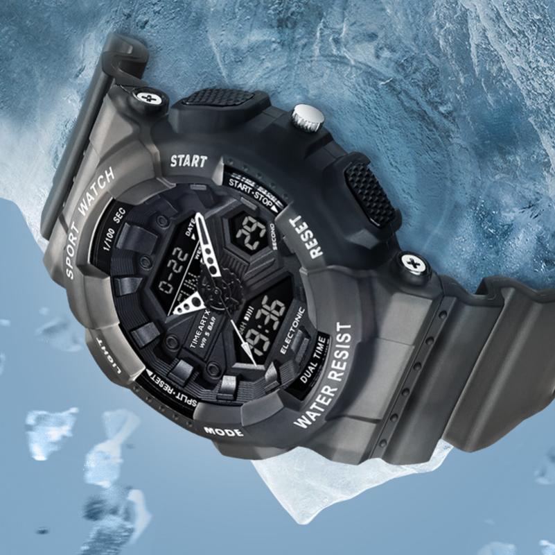 Rubber Strap Diver - TIMEARTX Men's Watch Luxury Multi-Function Large