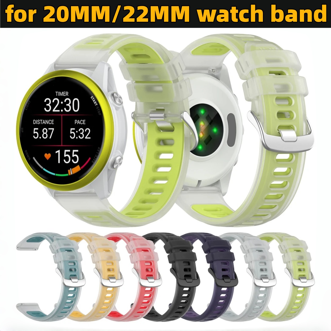 Silicone Watch Band 22Mm - 22mm 20mm Transparent Two-Tone Silicone Strap