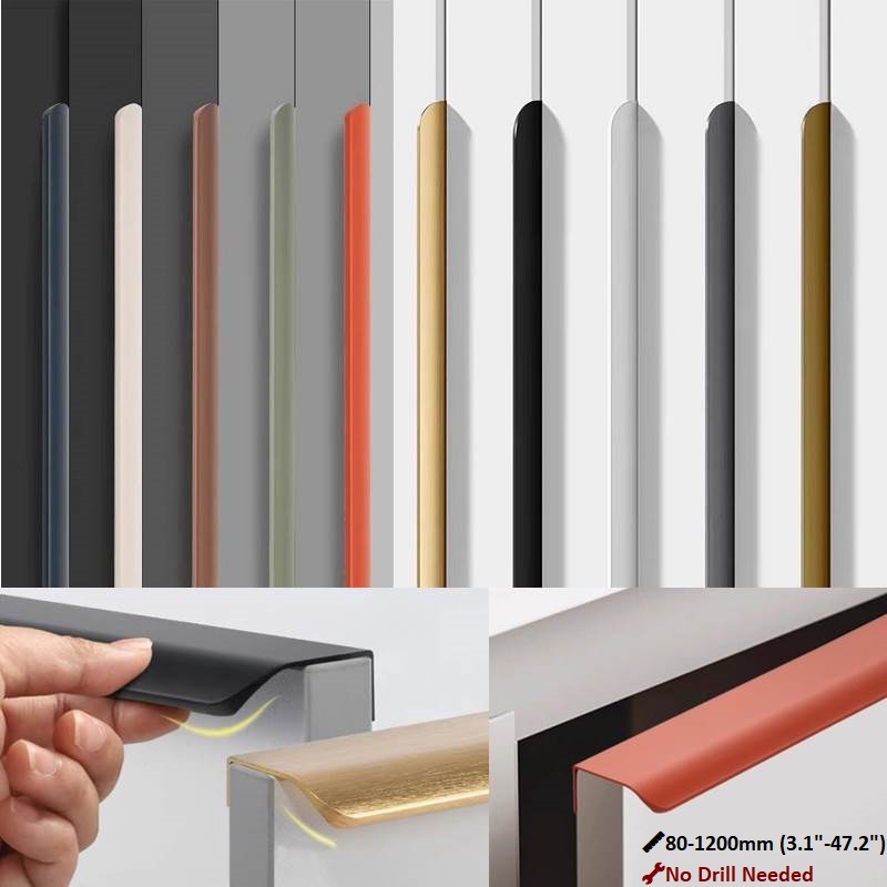 Curved Spring Bar - 80mm-1200mm Invisible Aluminum Cabinet Handles |