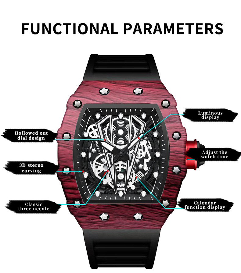 BINBOND B8577 Fashion Men's Qu - Rubber Strap Diver 评论和价格