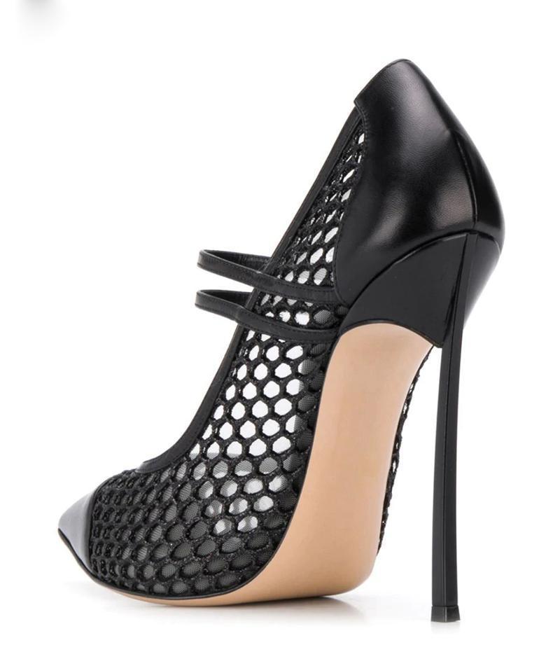 Sexy Mesh Patchwork Pointed To - Mesh Strap Metal 评论和价格
