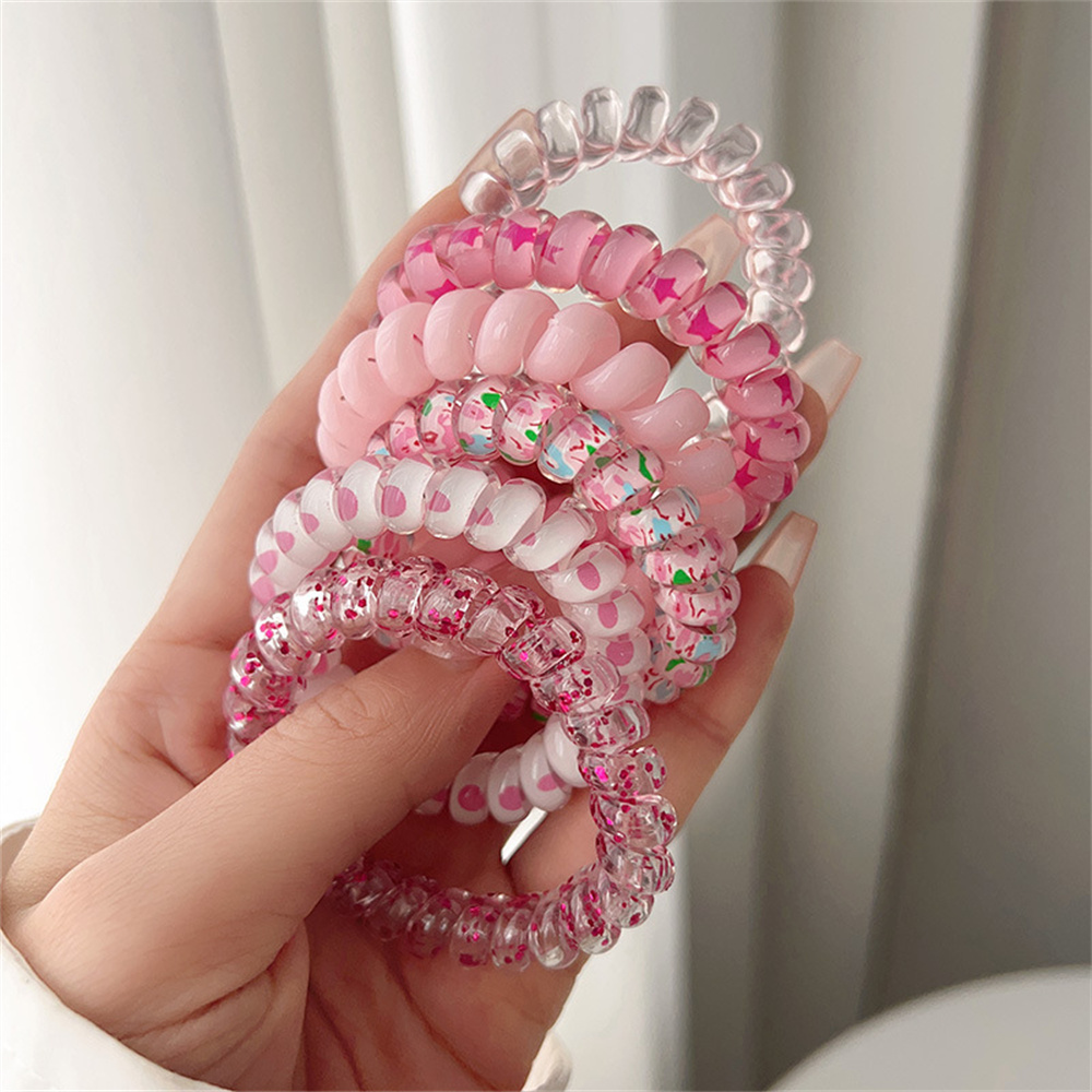 6pcs Sweet Cute Colorful Spira - Silicone Band Women 评论和价格