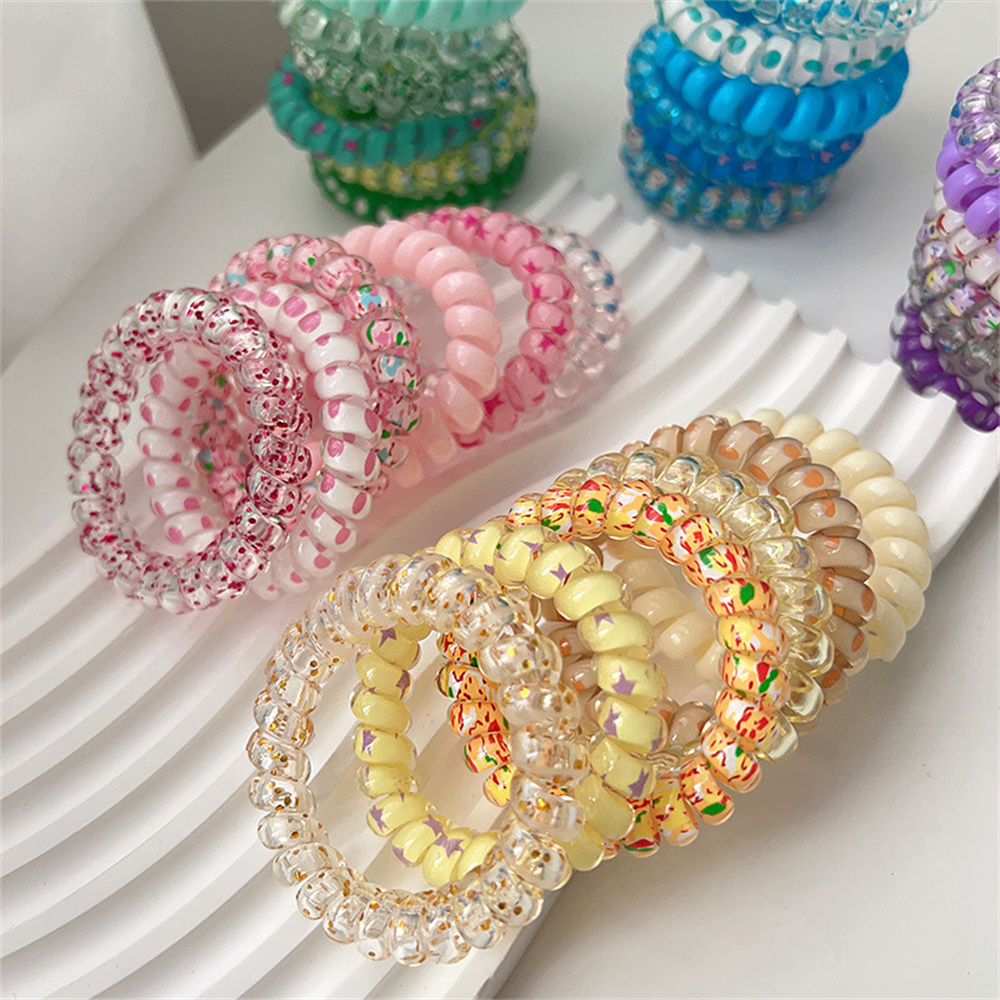 6pcs Sweet Cute Colorful Spira - Silicone Band Women 评论和价格