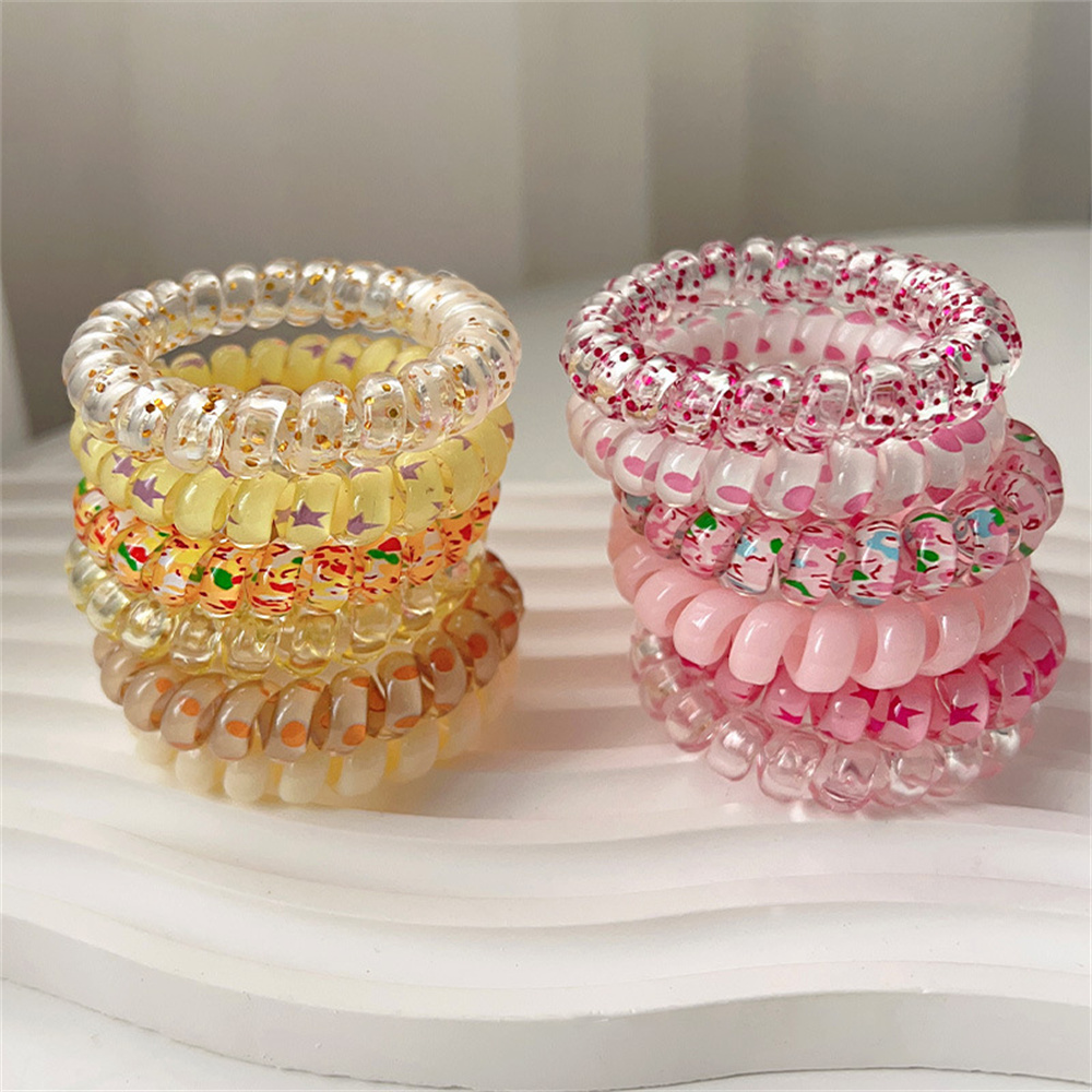 6pcs Sweet Cute Colorful Spira - Silicone Band Women 评论和价格