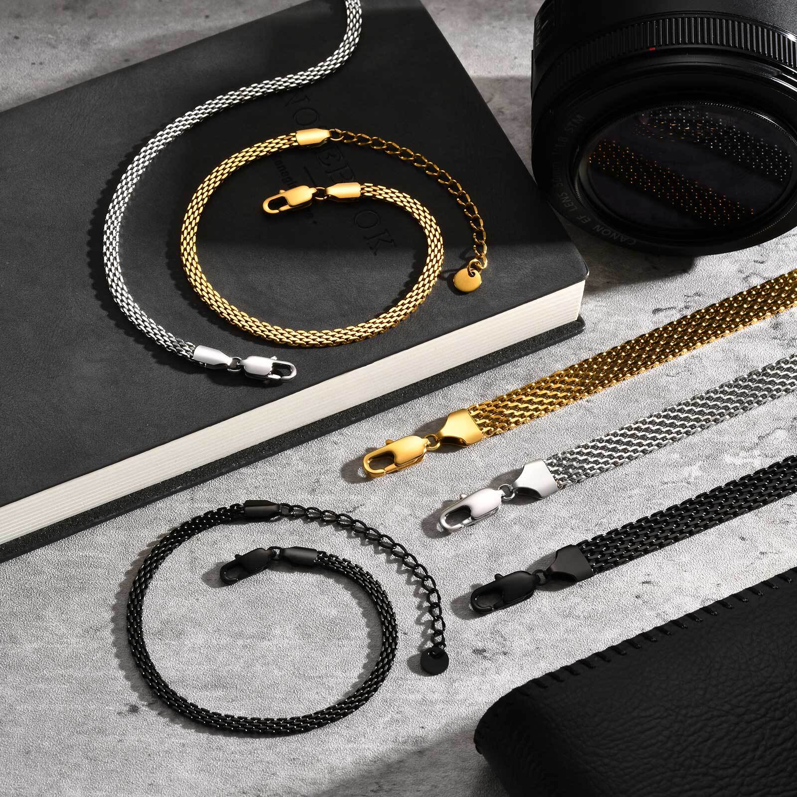 3/8mm Mesh Strap Chain Bracele - Mesh Strap Metal 评论和价格