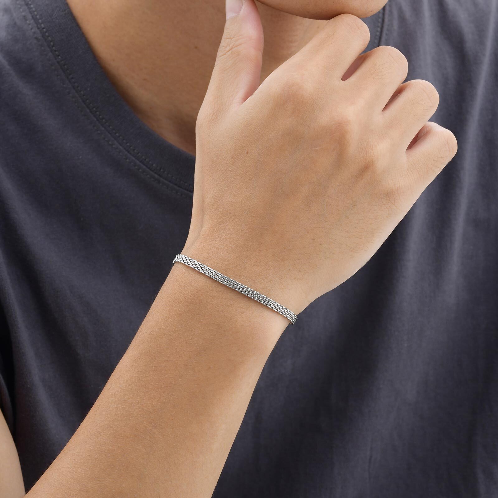 3/8mm Mesh Strap Chain Bracele - Mesh Strap Metal 评论和价格