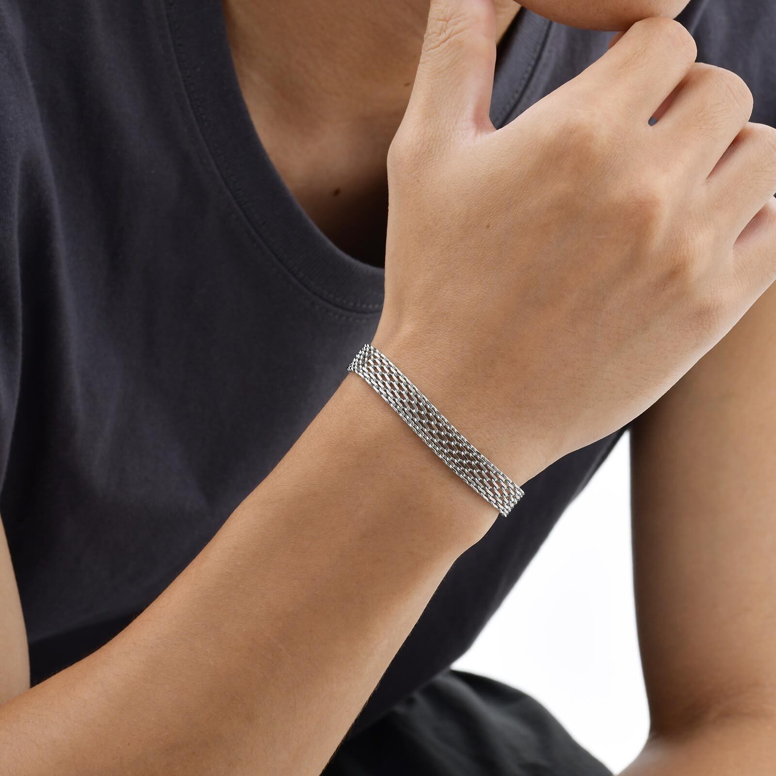 3/8mm Mesh Strap Chain Bracele - Mesh Strap Metal 评论和价格
