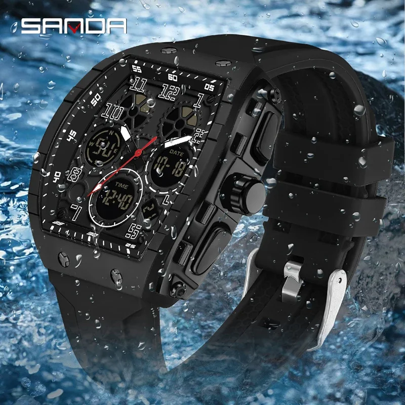SANDA 6157 New Fashion Men's E - Rubber Strap Diver 评论和价格