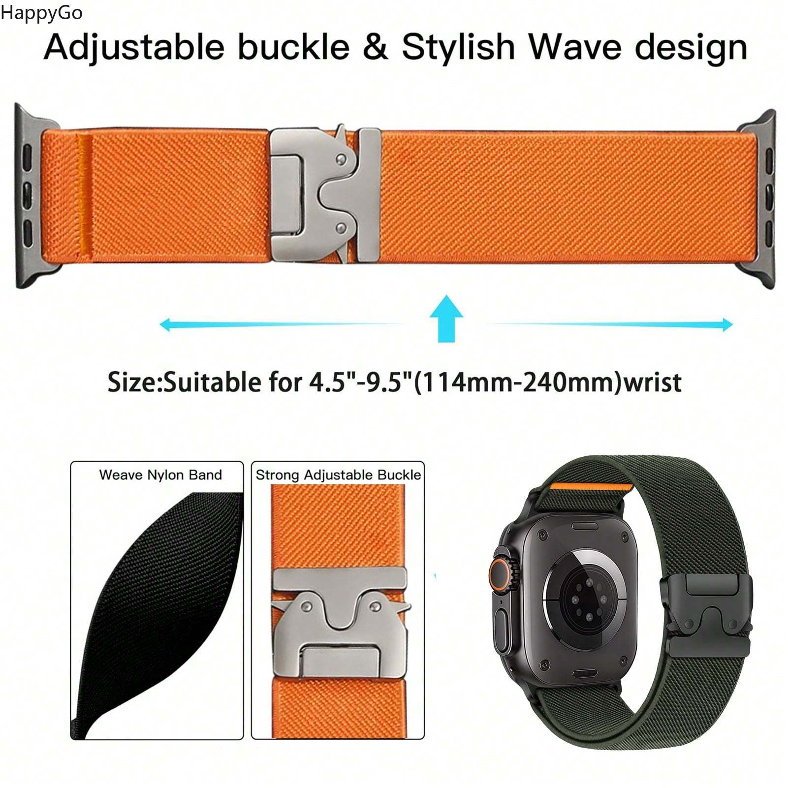 Wide Stretchy Nylon Wrist Stra - Parachute Strap Elastic 评论和价格