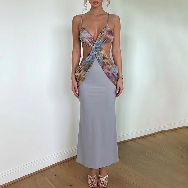 Sexy V-neck Sleeveless Spaghet - Mesh Strap Metal 评论和价格