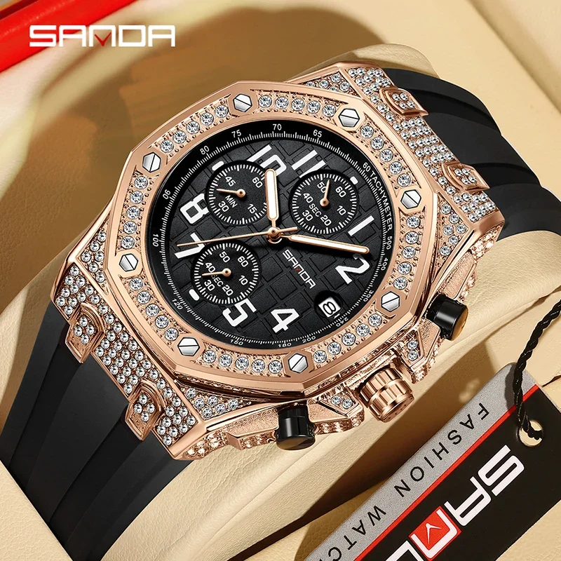 SANDA 7026 Men's Quartz Watch  - Rubber Strap Diver 评论和价格