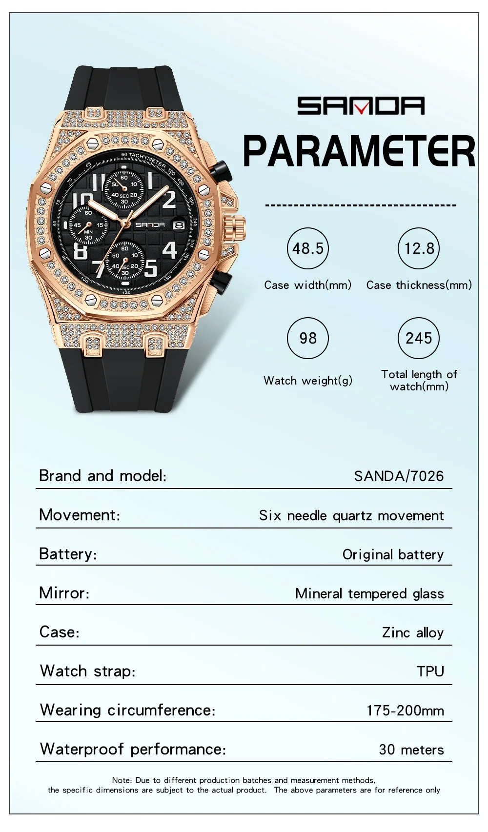 SANDA 7026 Men's Quartz Watch  - Rubber Strap Diver 评论和价格