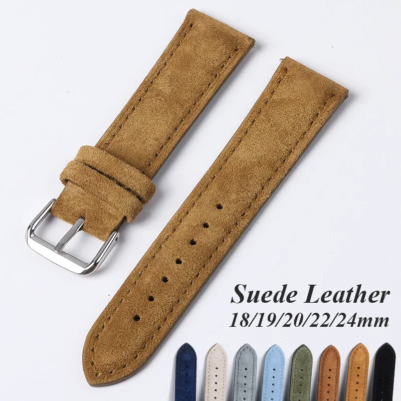 Suede Genuine Leather Watchban - Suede Strap Watch 评论和价格