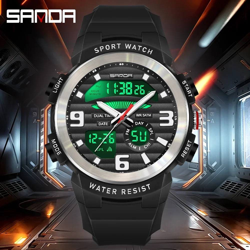 SANDA Multifunction Men Watch  - Rubber Strap Diver 评论和价格