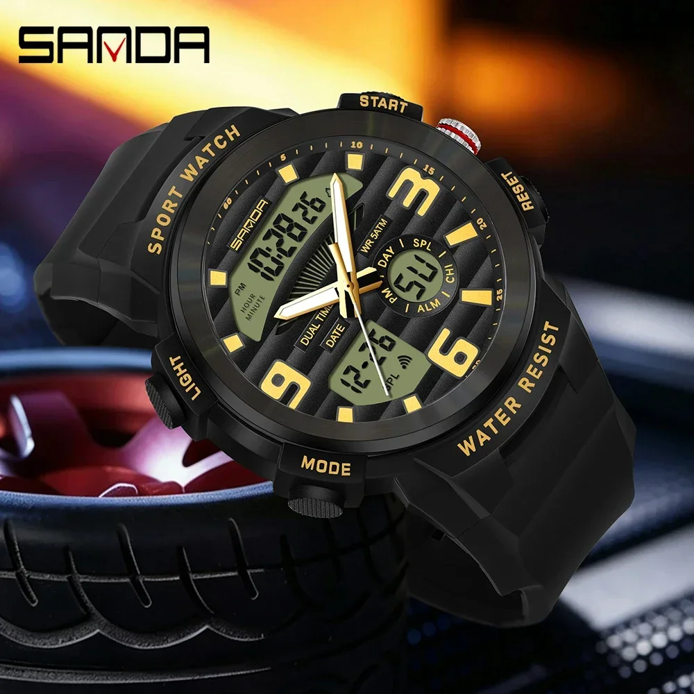 SANDA Multifunction Men Watch  - Rubber Strap Diver 评论和价格